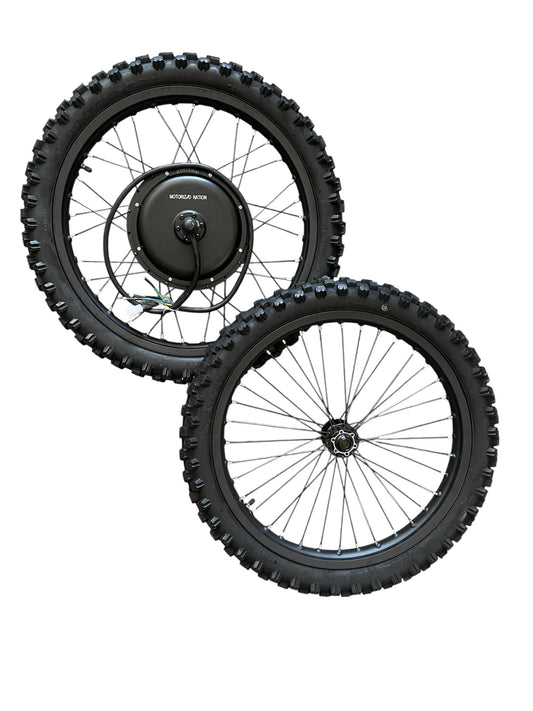 19 inch Electric Enduro Motorcycle Wheel Set, 5000W Hub Motor, Front and Rear Wheel Set